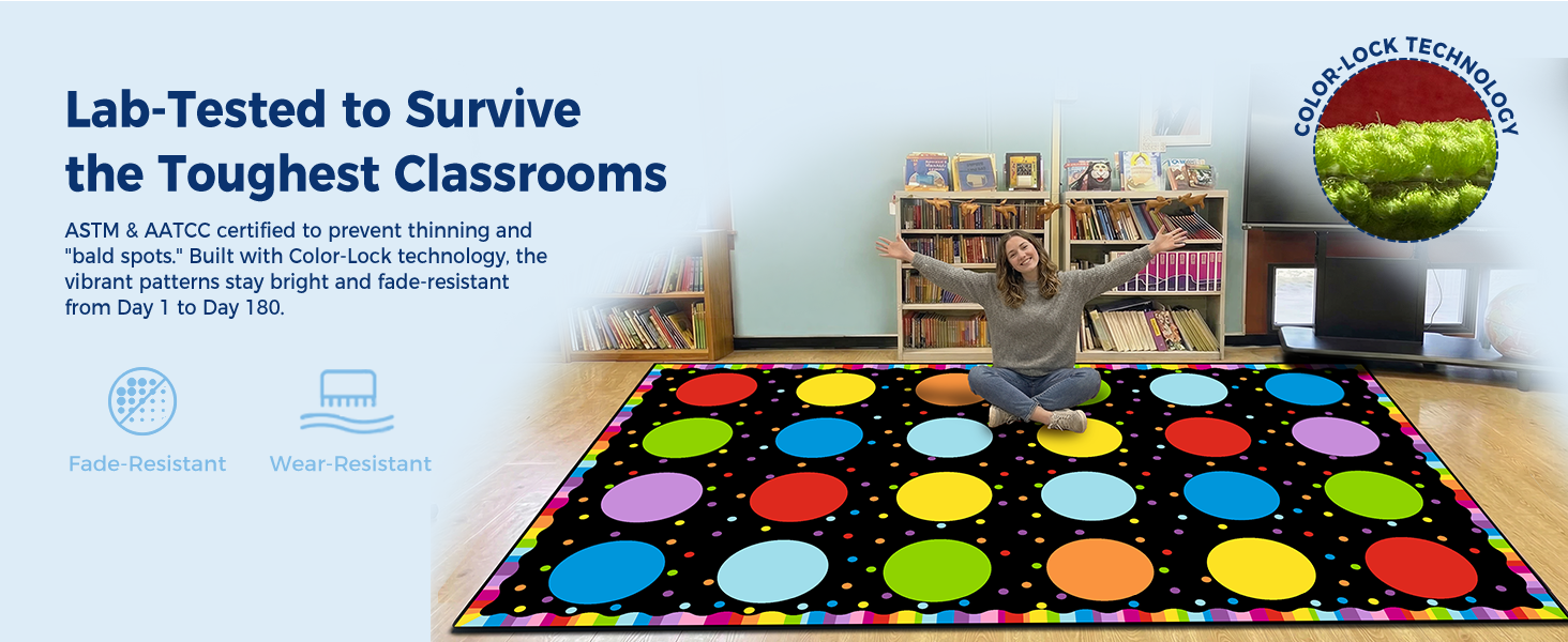 Colorful Gradient Circle Classroom Seating Rug classroom rug scene image 6