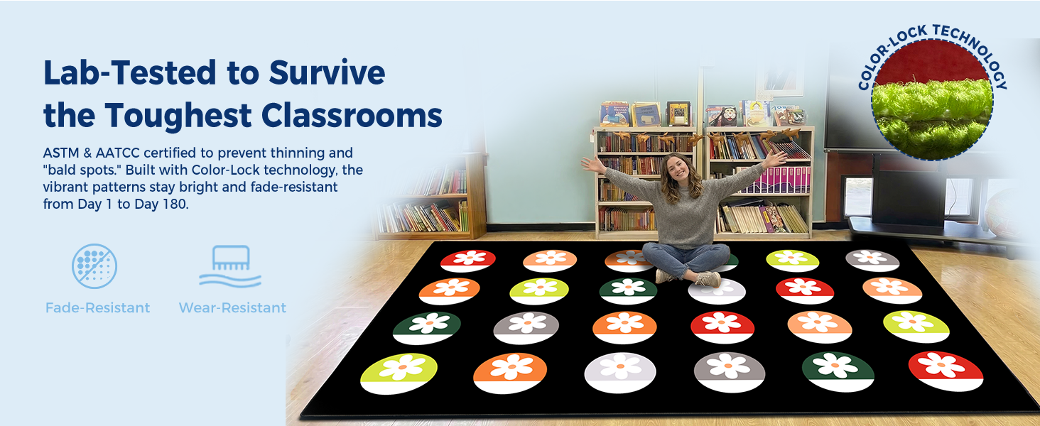 Circle Daisy Classroom Rug classroom rug scene image 6