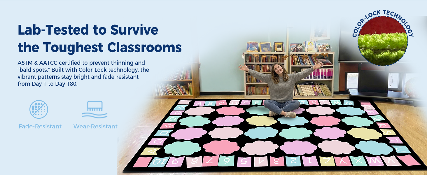 Pastel Cloud Classroom Rug classroom rug scene image 6