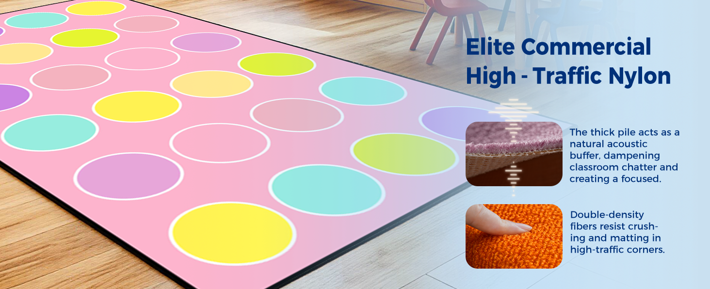 Pink Pastel Dots Classroom Seating Rug classroom rug scene image 2