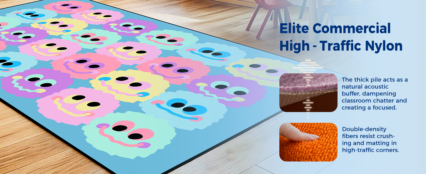 Pastel Plush Smileys Classroom Rug classroom rug scene image 2