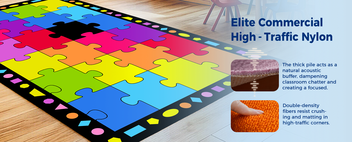Puzzle Paradise Color Block Classroom Rug classroom rug scene image 2