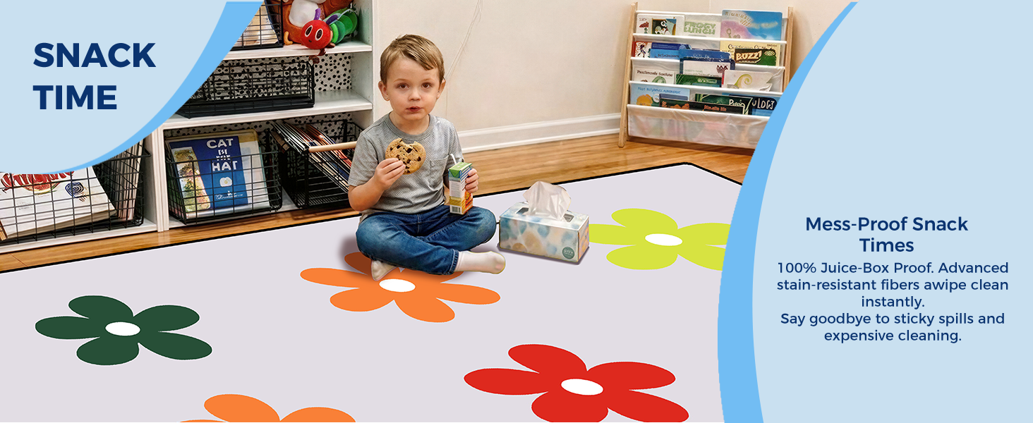 Gray Daisy Classroom Rug classroom rug scene image 9