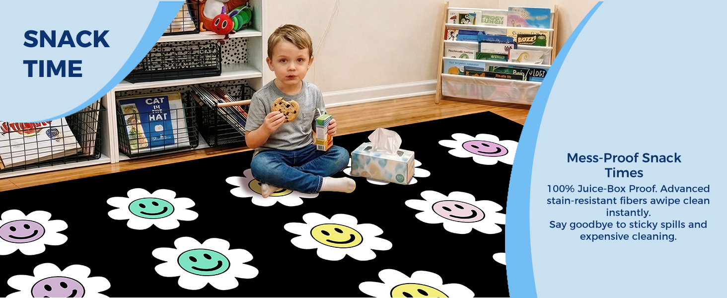 Pastel Flower Smileys Classroom Rug classroom rug scene image 9