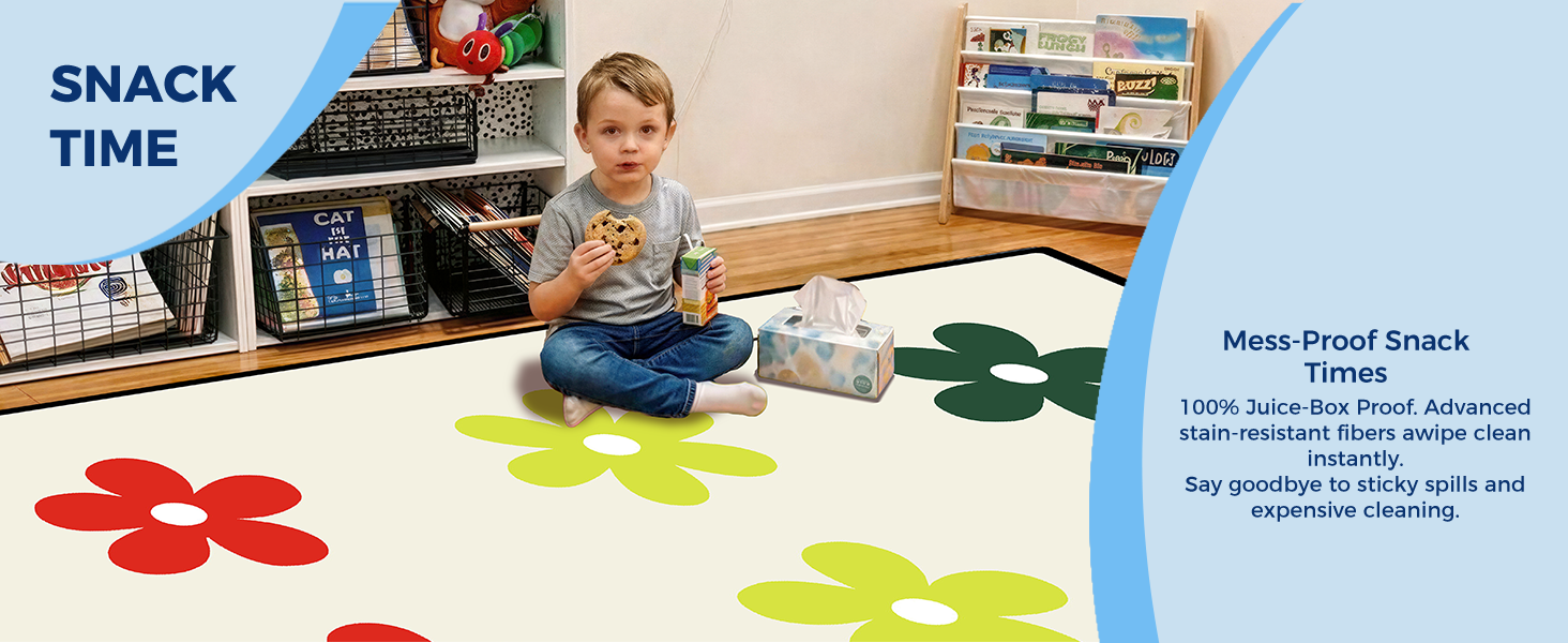 Cream Daisy Classroom Rug classroom rug scene image 9