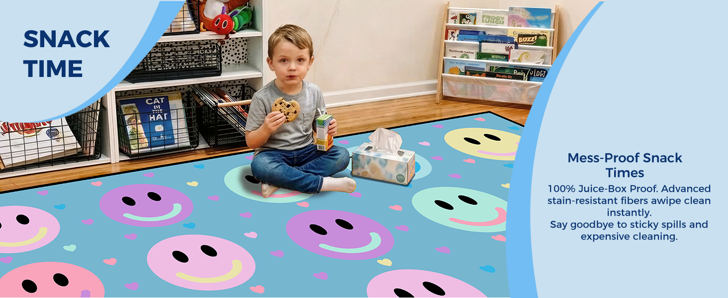 Blue Pastel Smileys Classroom Seating Rug classroom rug scene image 9