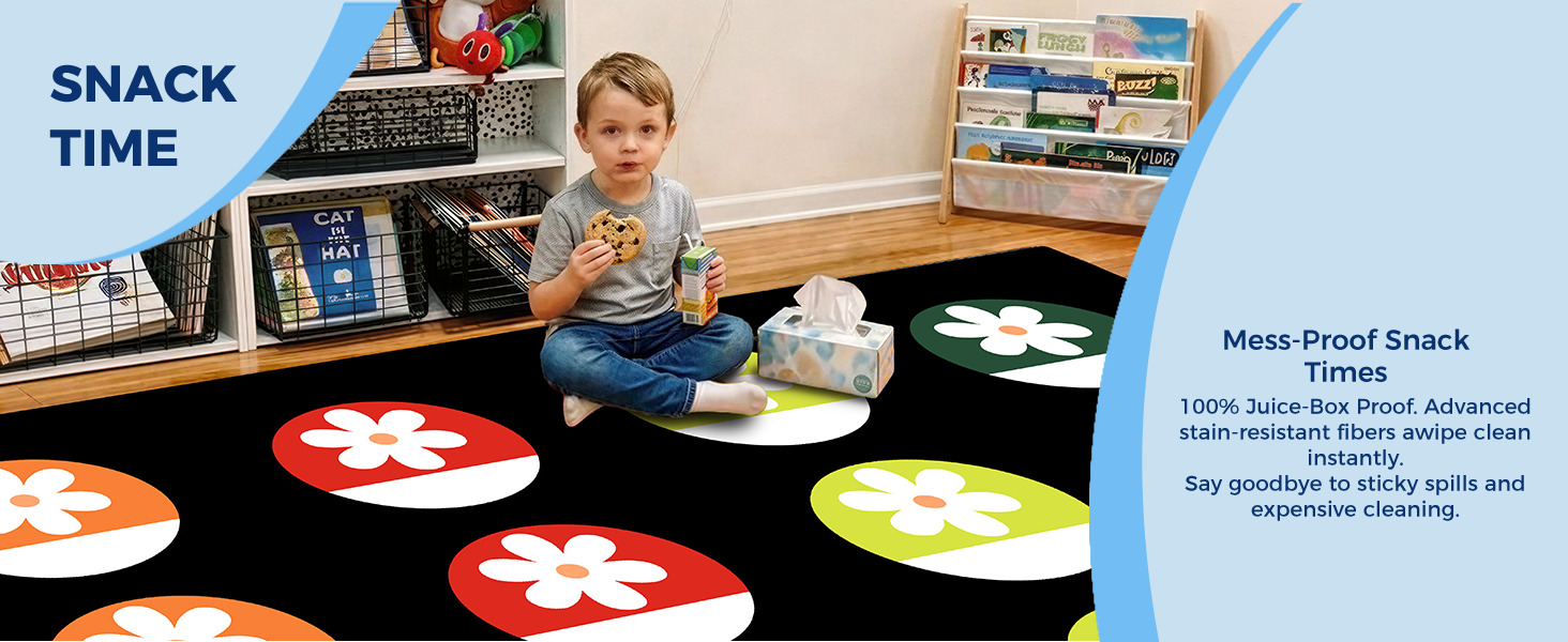 Black Daisy Circle Classroom Rug classroom rug scene image 8