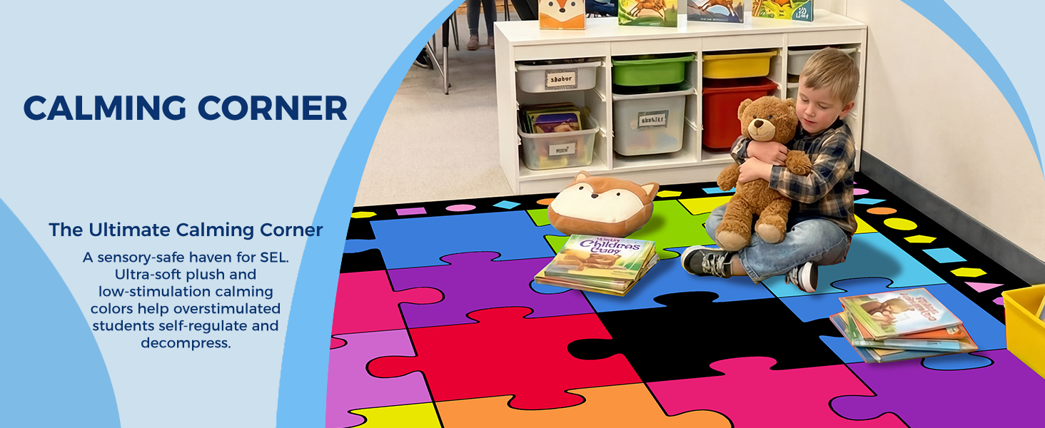 Puzzle Paradise Color Block Classroom Rug classroom rug scene image 10
