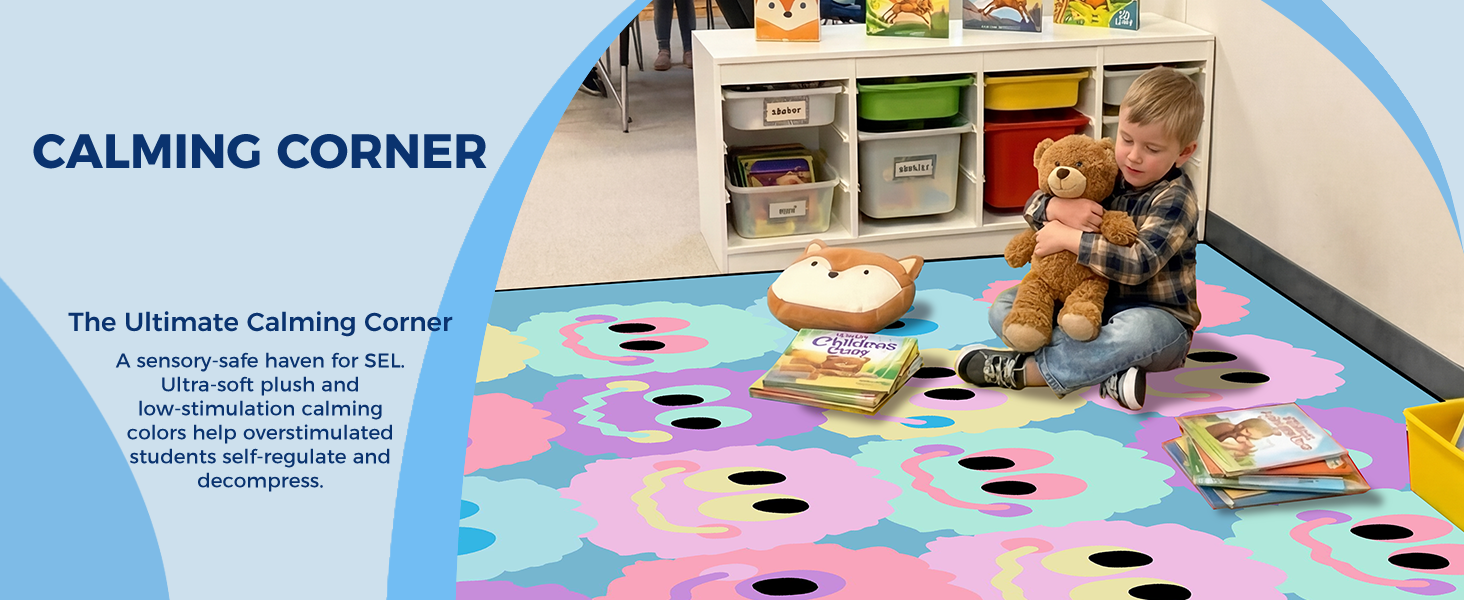 Pastel Plush Smileys Classroom Rug classroom rug scene image 10