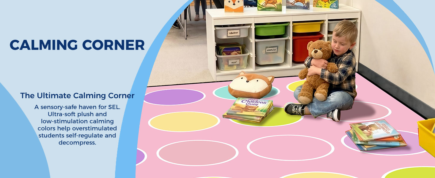 Pink Pastel Dots Classroom Seating Rug classroom rug scene image 10