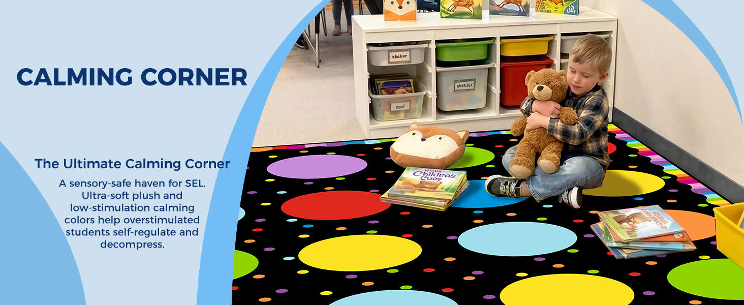 Colorful Gradient Circle Classroom Seating Rug classroom rug scene image 10