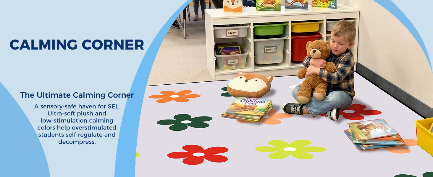 Gray Daisy Classroom Rug classroom rug scene image 10