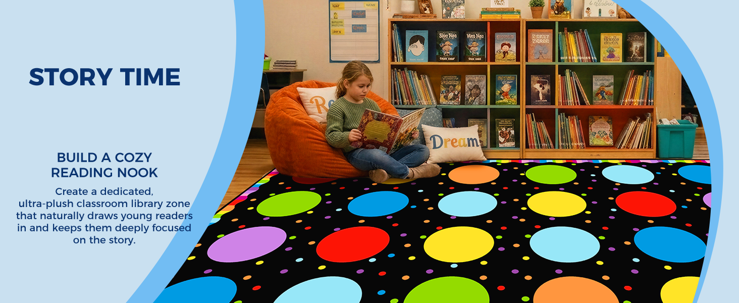 Colorful Gradient Circle Classroom Seating Rug classroom rug scene image 11