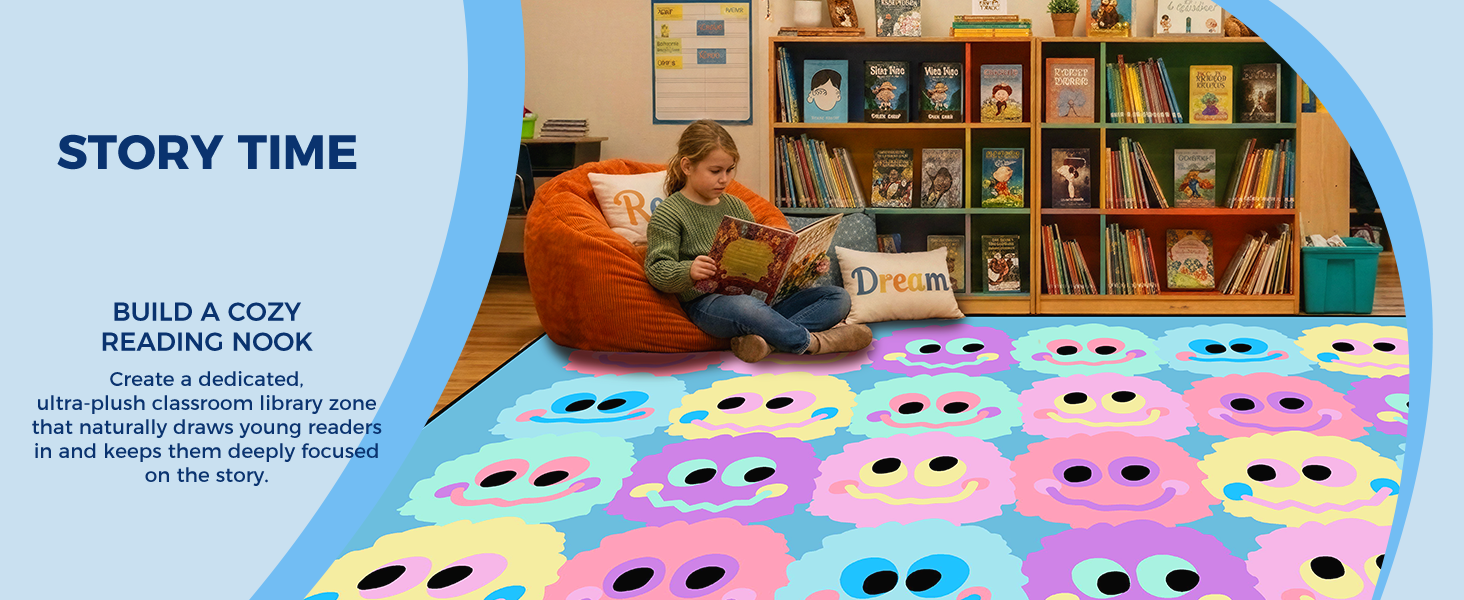 Pastel Plush Smileys Classroom Rug classroom rug scene image 11