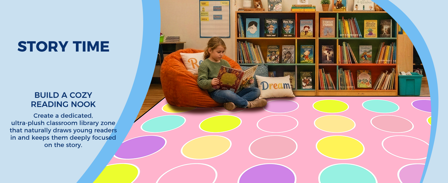 Pink Pastel Dots Classroom Seating Rug classroom rug scene image 11