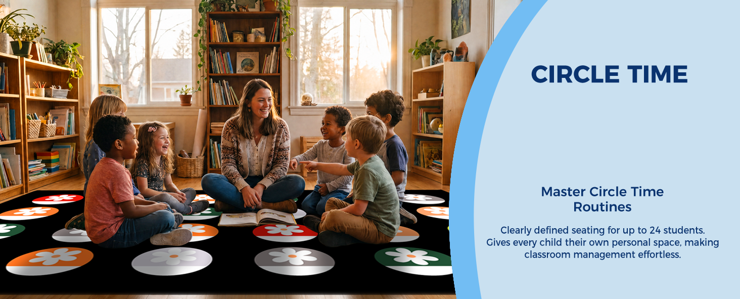 Circle Daisy Classroom Rug classroom rug scene image 8