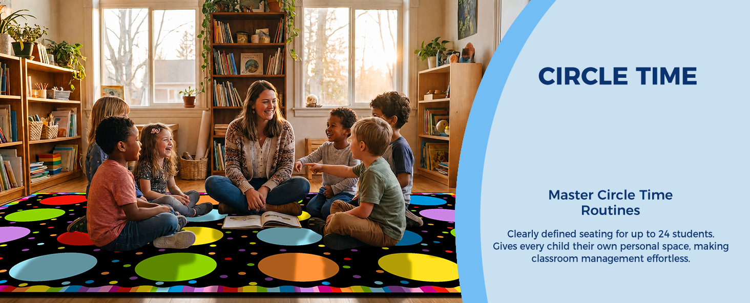 Colorful Gradient Circle Classroom Seating Rug classroom rug scene image 8