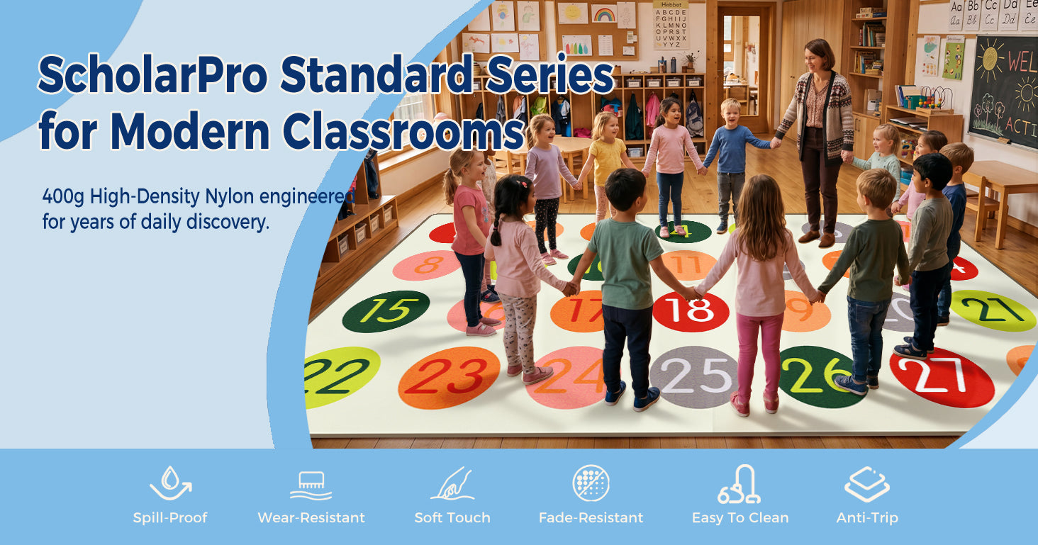 Boho Number Classroom Rug with 28 Sit Spots classroom rug scene image 1