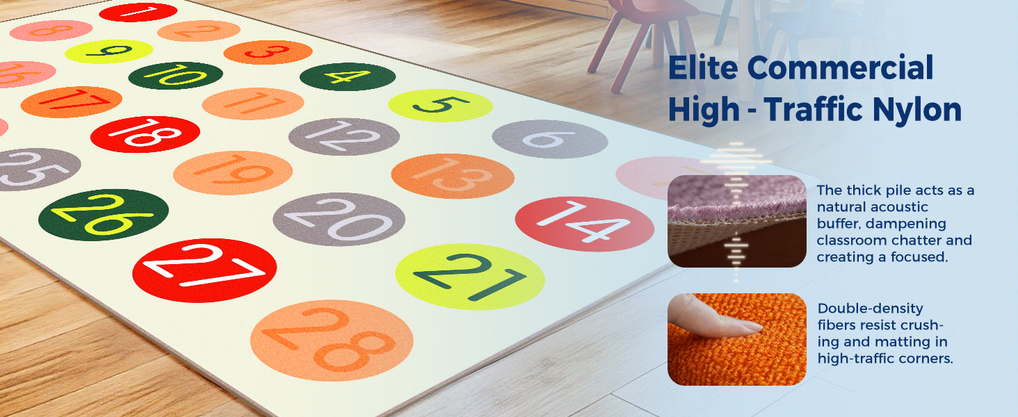 Boho Number Classroom Rug with 28 Sit Spots classroom rug scene image 2