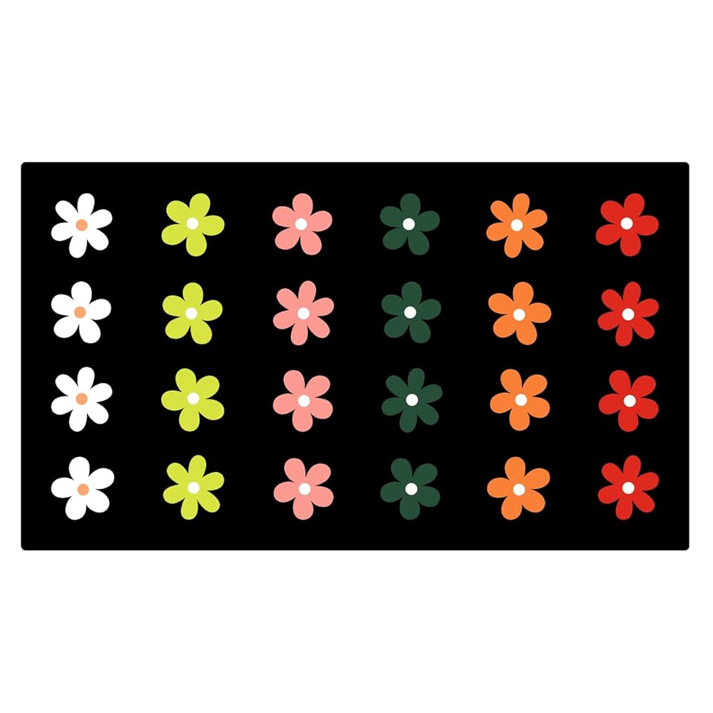 Black Daisy Floral Educational Classroom Rug