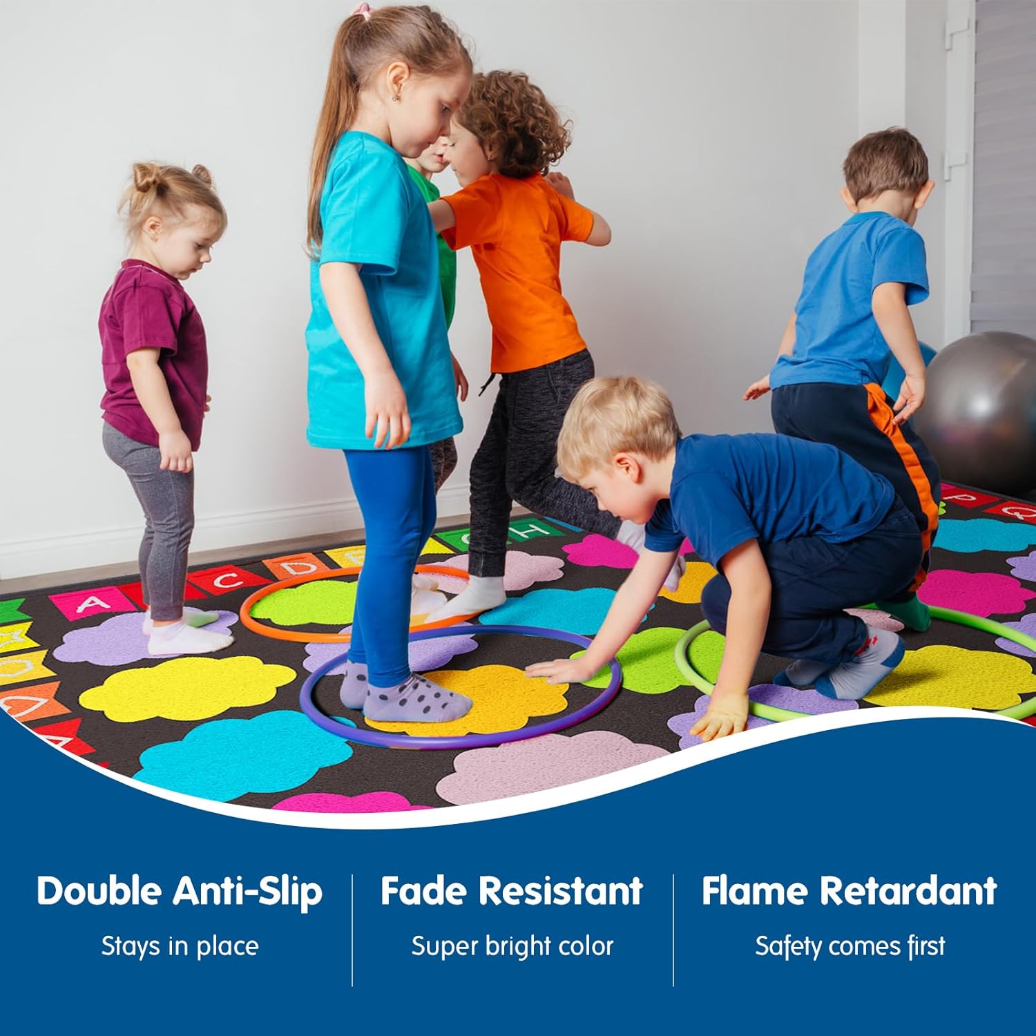 Clouds Alphabet Sit Spots Classroom Rug