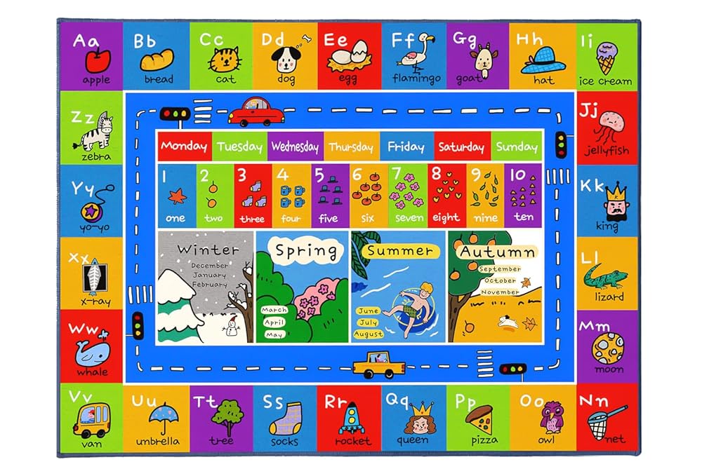 Colorful ABC & Seasons Educational Kids Rug