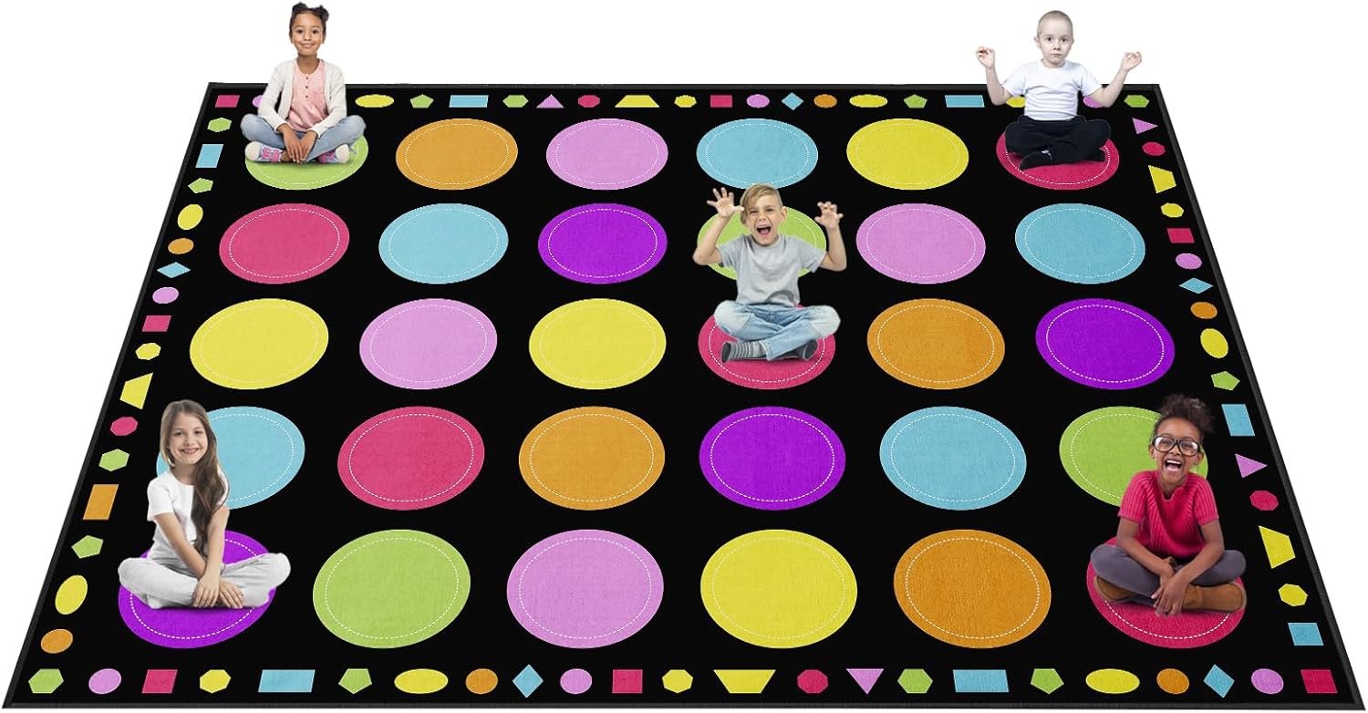 Pastel Macaron Color Circle Preschool Rug
