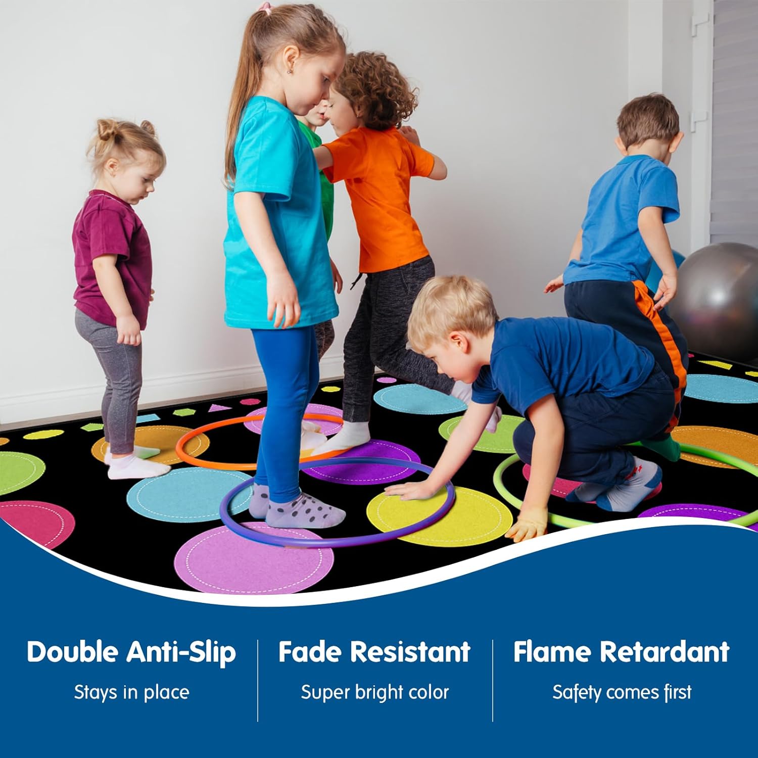 Pastel Macaron Color Circle Preschool Rug