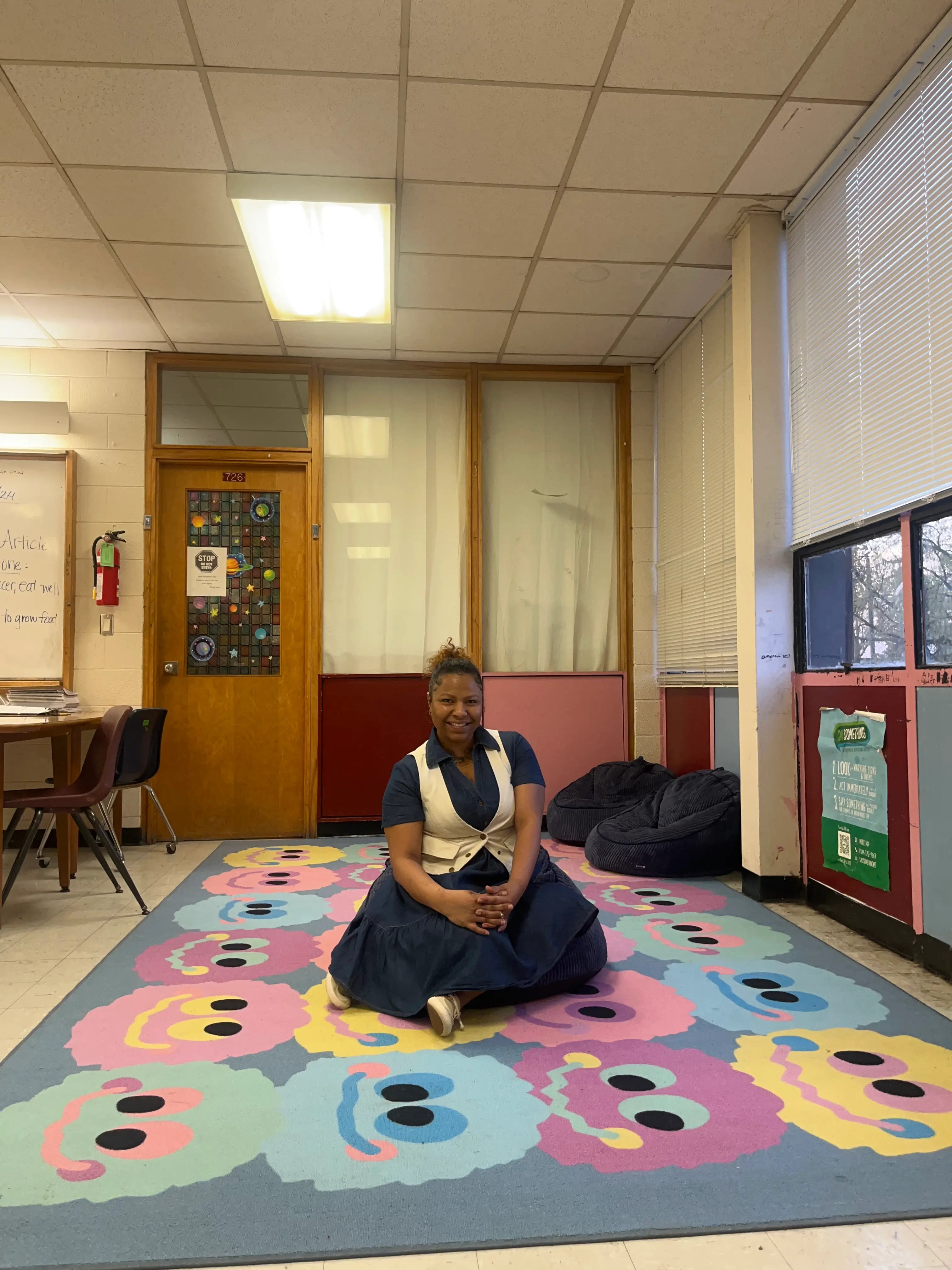 Pastel Plush Smileys Classroom Rug