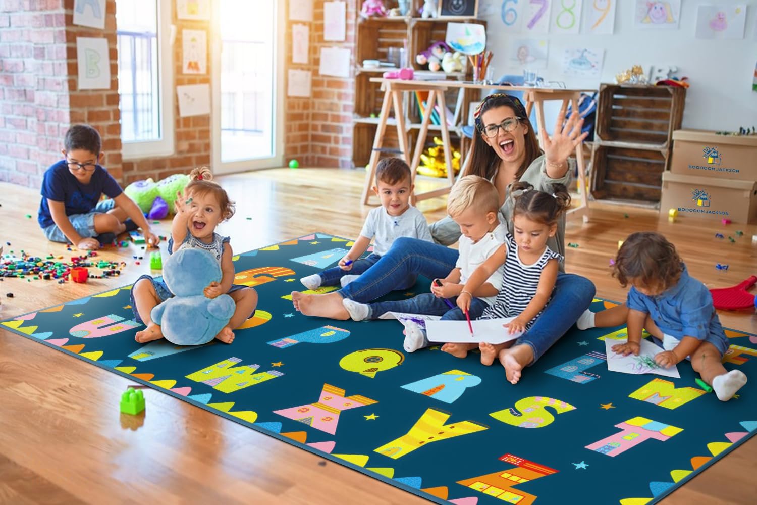ABC Educational Cartoon Kids Area Rug