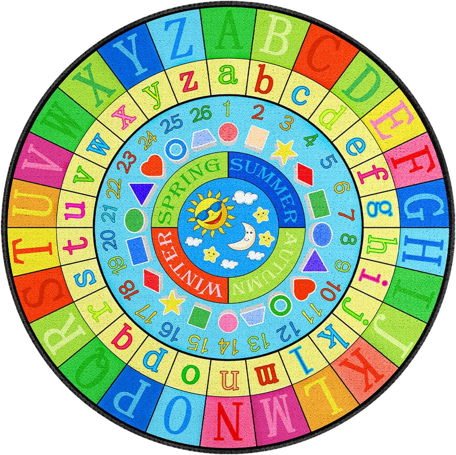 Weather-themed Alphabet Classroom Rug