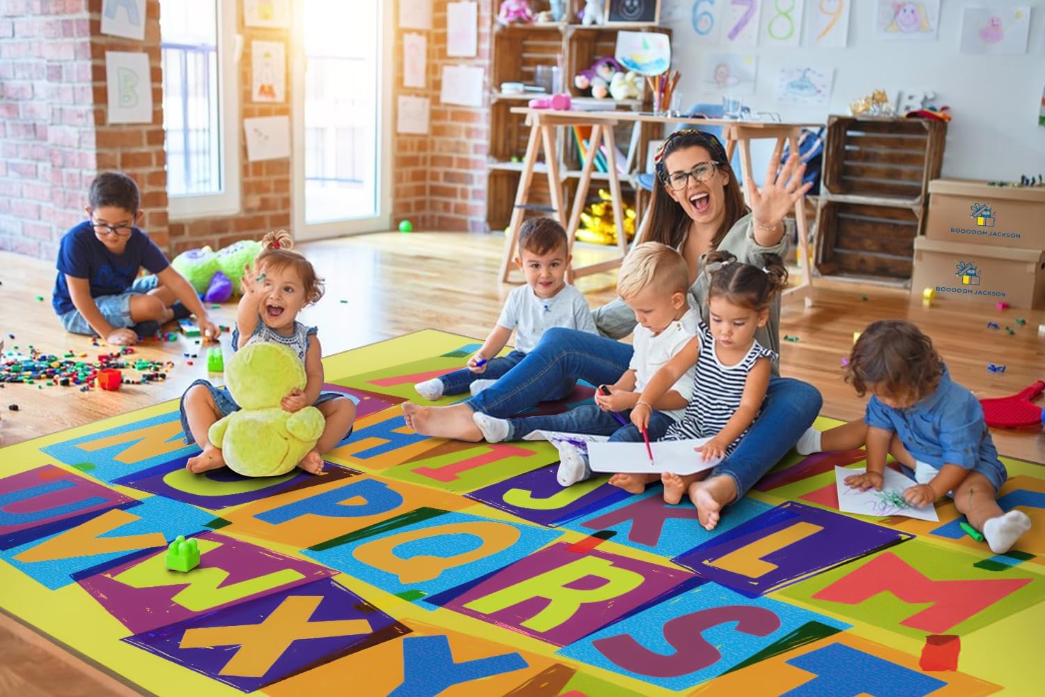 Alphabet Educational Classroom Rug-Funny ABC