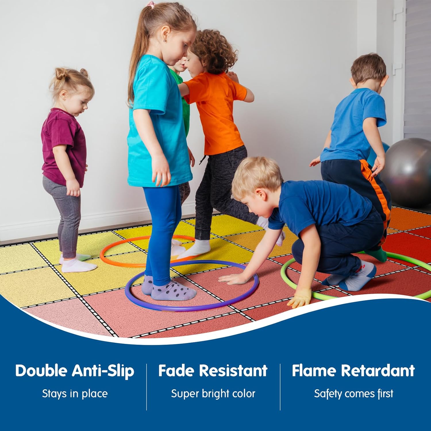 Boho Style Grid Classroom Rug