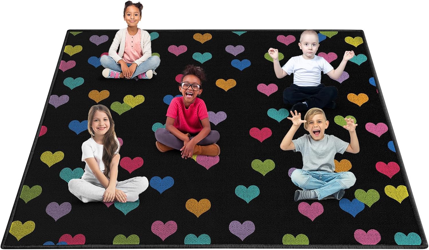 Educational Heart-Shaped Classroom Rug