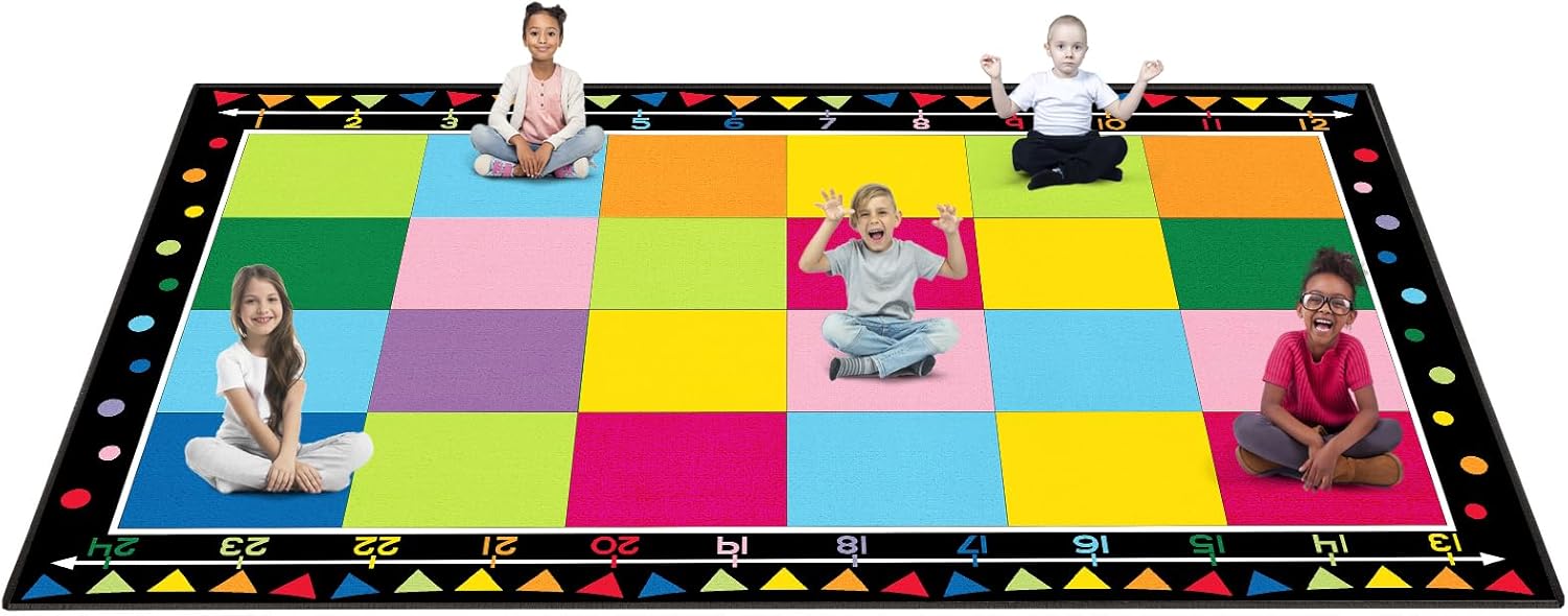 Multicolor Rectangular Classroom Rug-Boom Puzzle 02