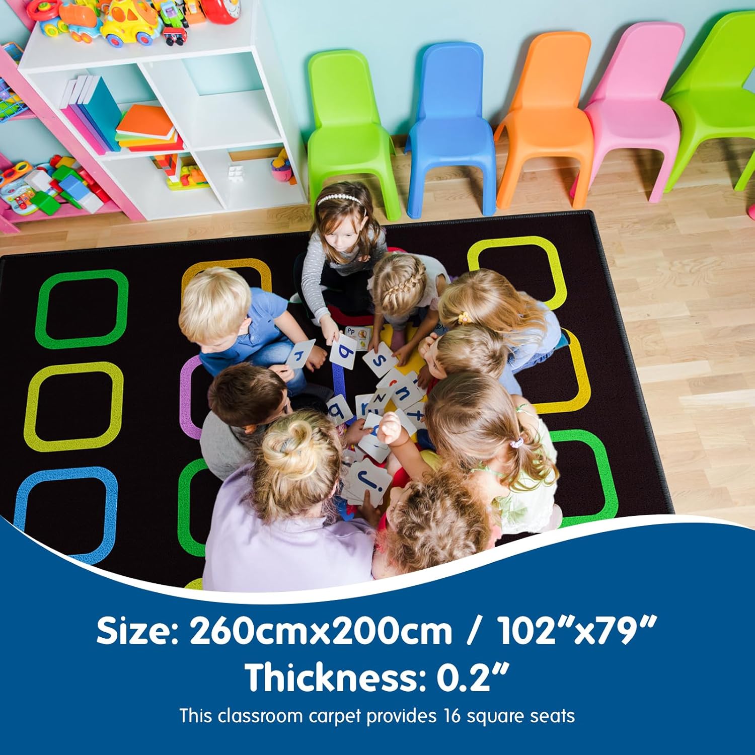 Colorful Squares Classroom Rug