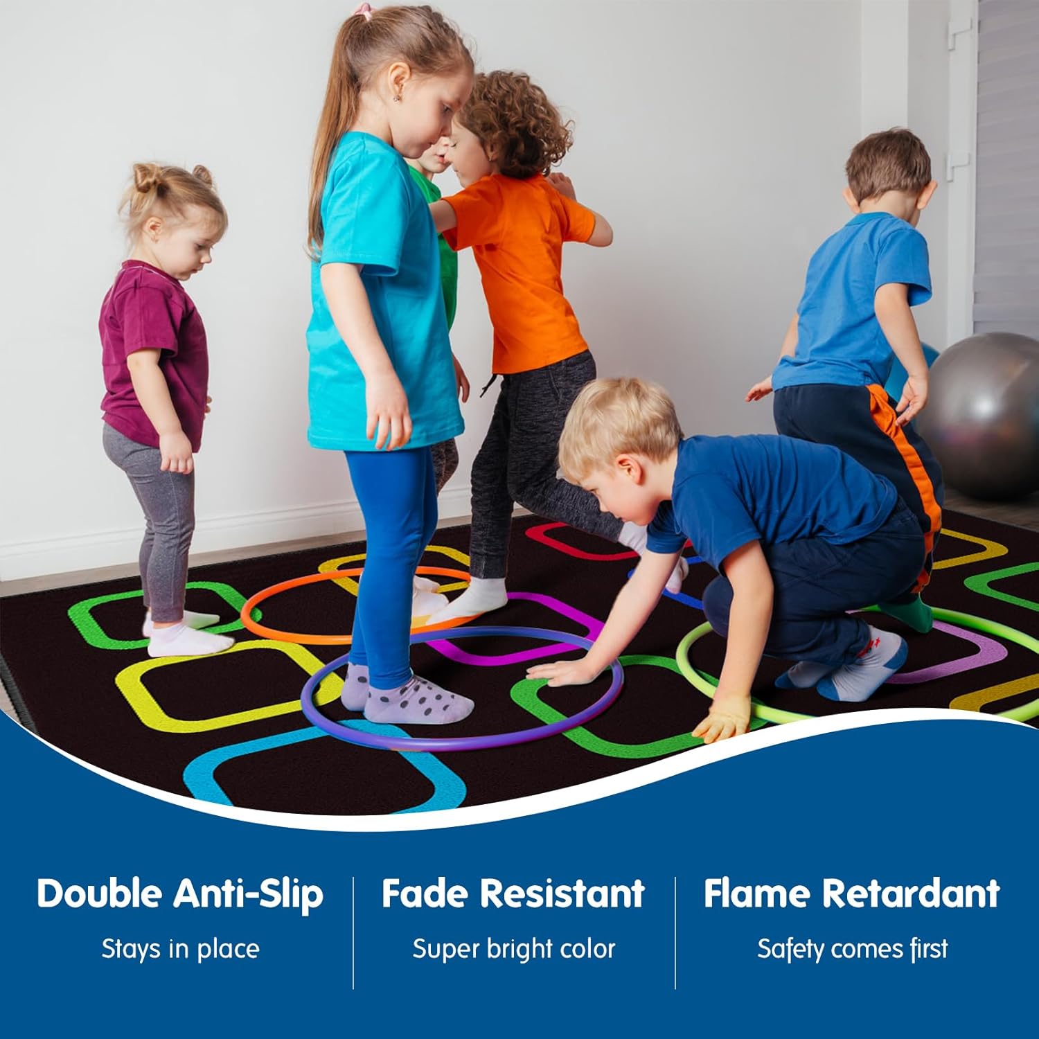 Colorful Squares Classroom Rug