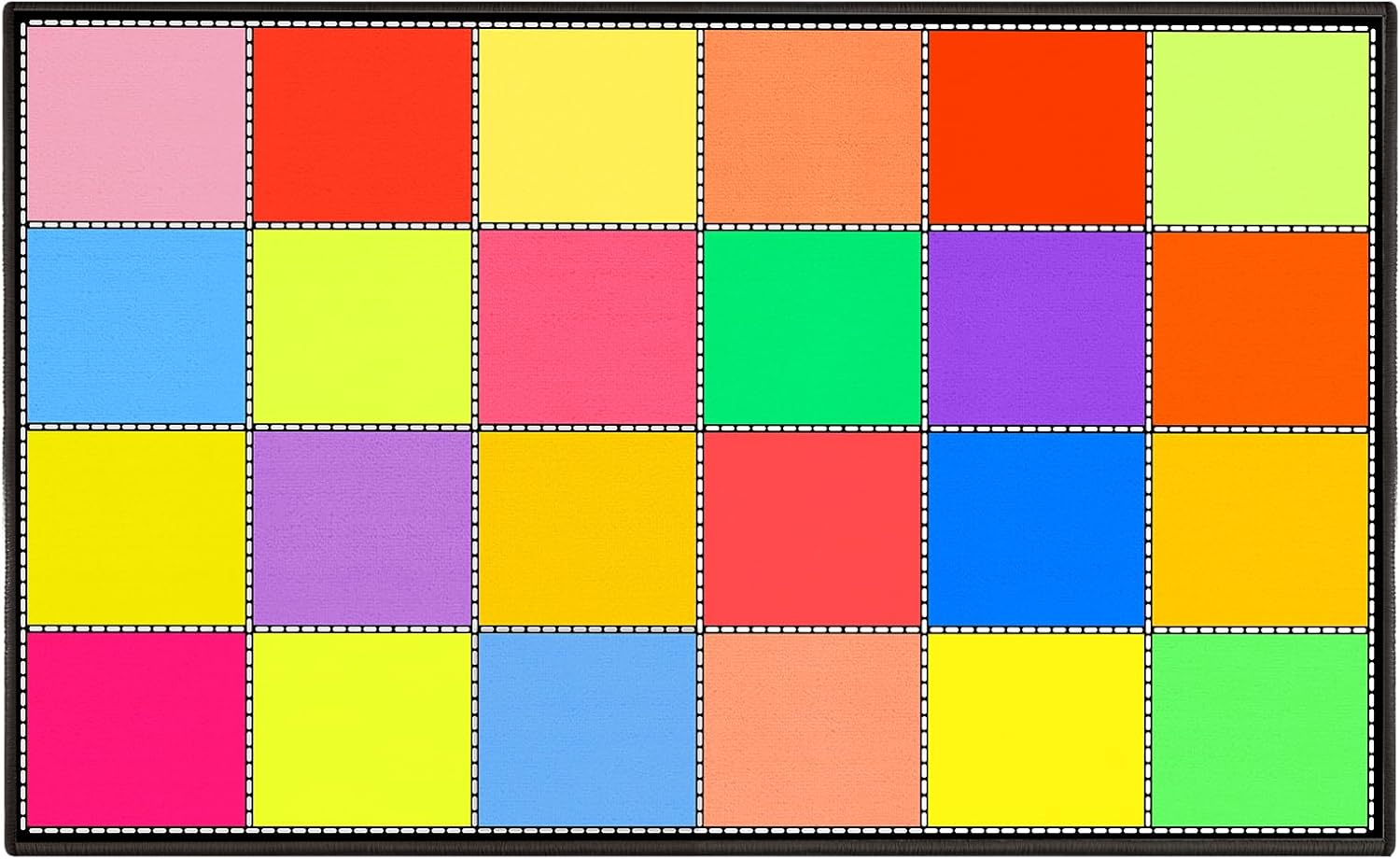 Vibrant Geometric Classroom Rug-Sunshine Squares